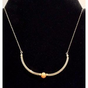 **Vintage Dainty Delicate Gold  Carnelian Necklace**